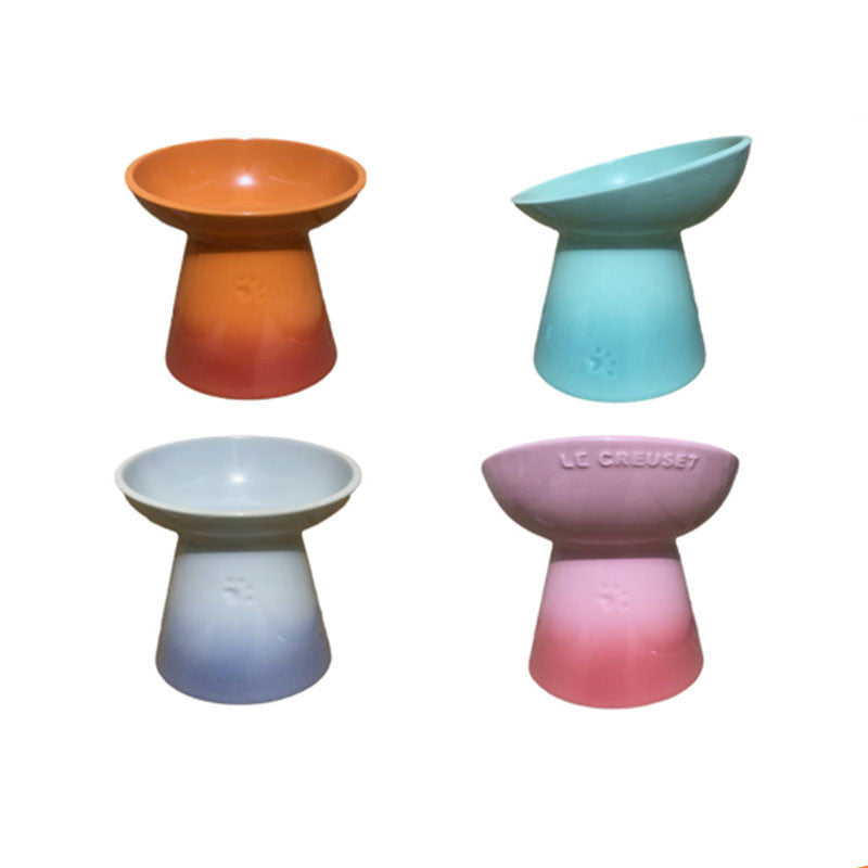 Color Oblique Mouth High Foot Pet Bowl Inclined Surface Anti-overturning Food Container