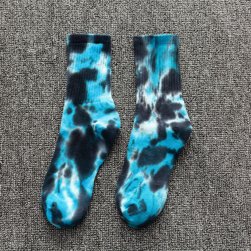 Tie Dyed Stockings Men's Medium Tube Pure Cotton Thickened