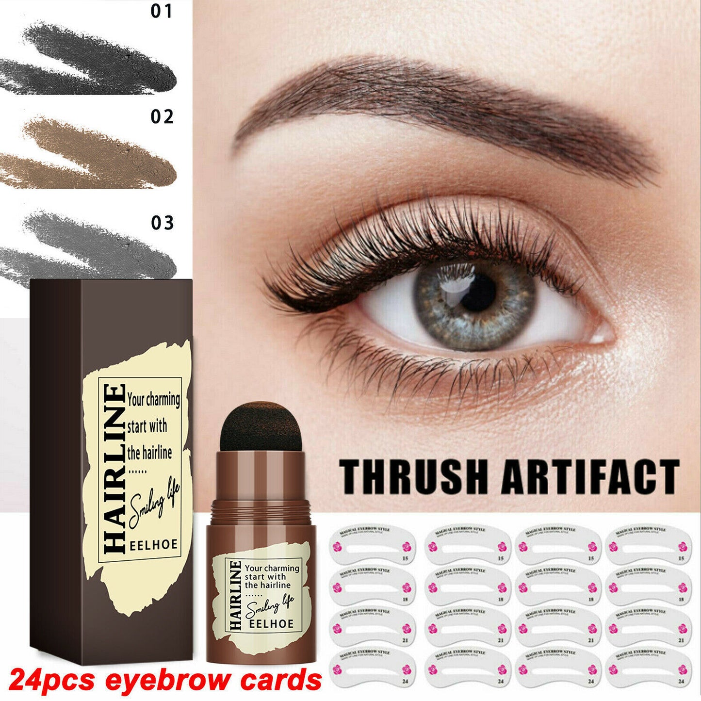 Kit formador de sellos de cejas perfecto, plantillas de cejas impermeables con forma de palo largo, sello de contorno Natural duradero para cejas, Kit de maquillaje