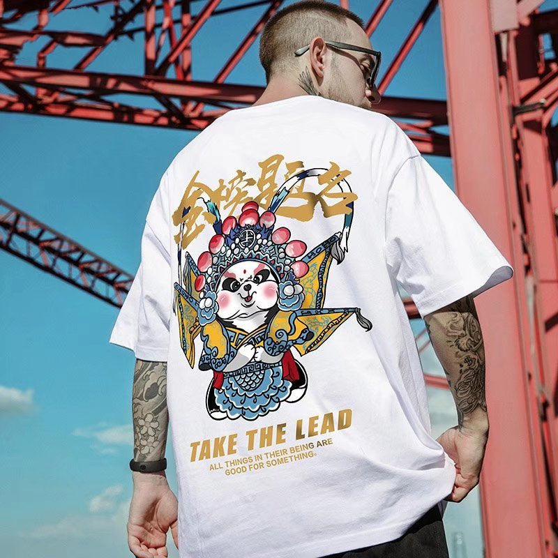 Fat Man Loose Plus Size Hip Hop Half Sleeves