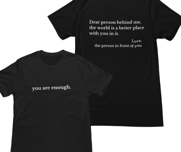 You Are Enough Slogan Pattern Round Neck Short Sleeved