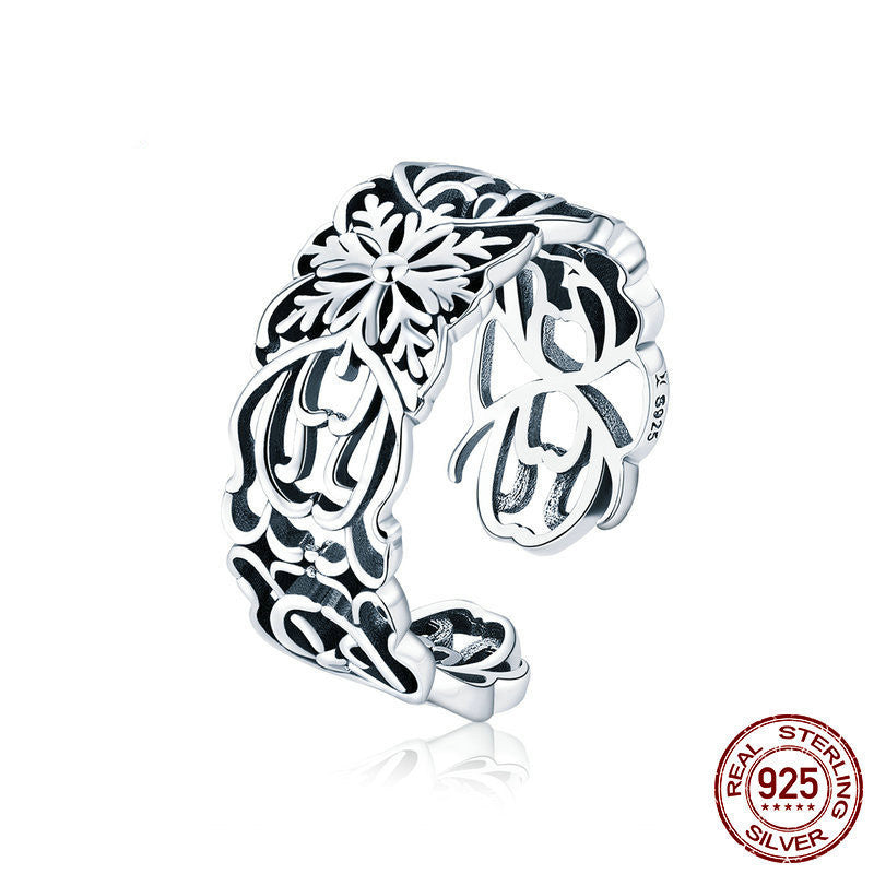 Anillo de flor Vintage plata 925 anillo de plata esterlina
