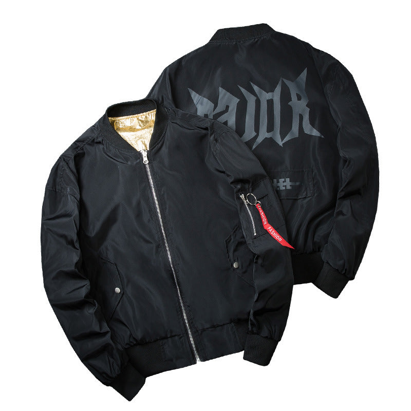 Double-sided wearing hip hop red man pilot jacket male Harajuku style trend baseball uniform