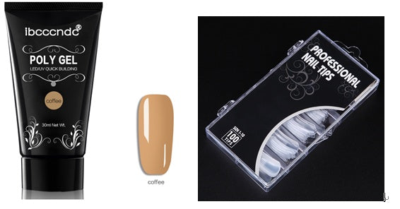 Extensión rápida e indolora del pegamento de cristal + caja de 100 piezas con cristal de uñas escalado