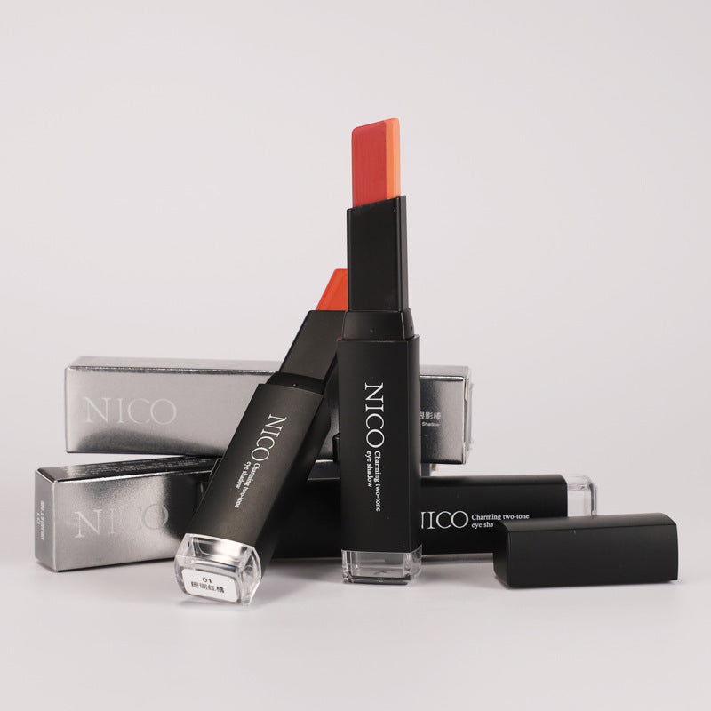 Tapered two-color eye shadow stick