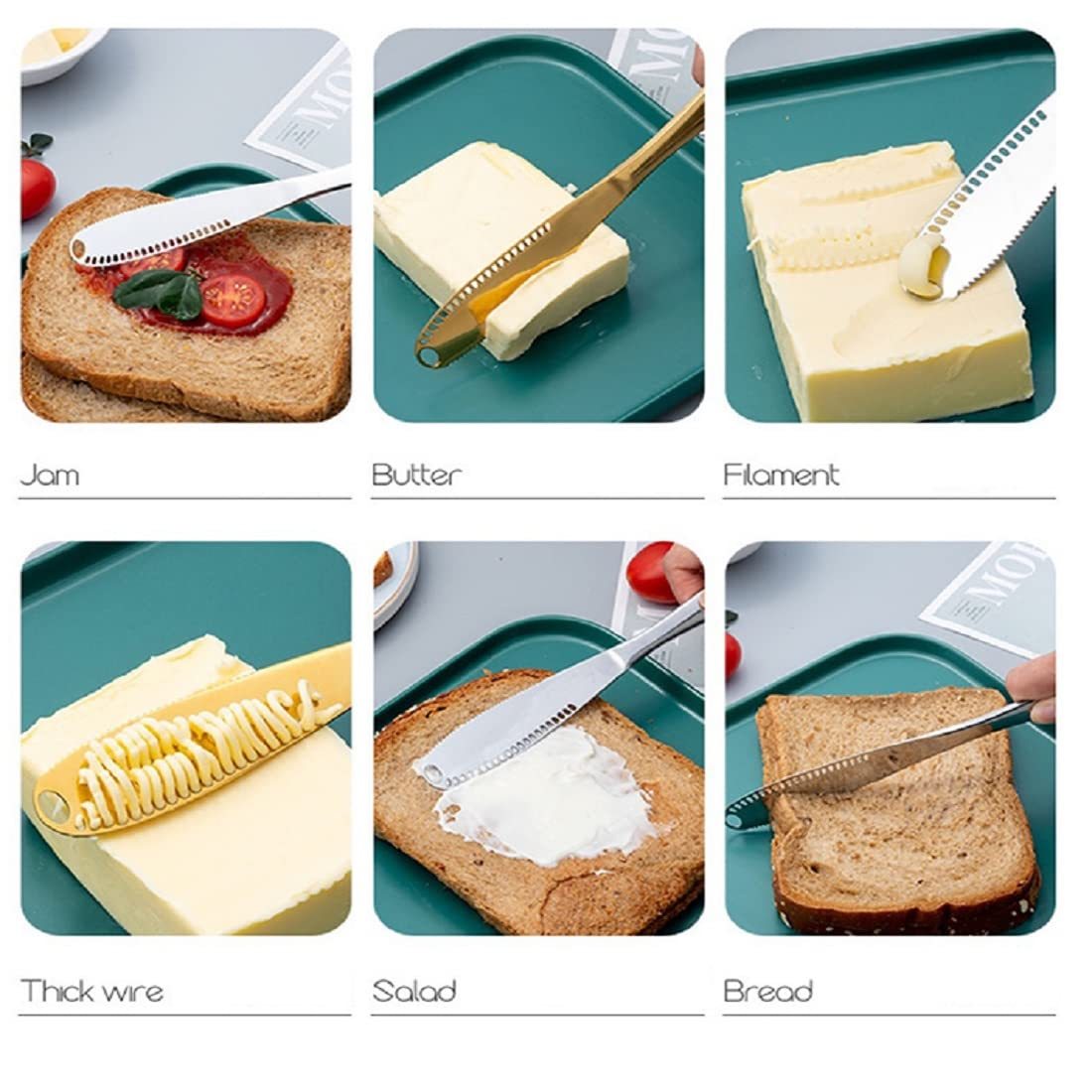 Stainless Steel Butter Spreader Knife With Handle, 3 In 1 Curler Slicer Knife, Butter Knife Spreader And Curler With Holes And Serrated Edge Cheese Knife Kitchen Gadgets