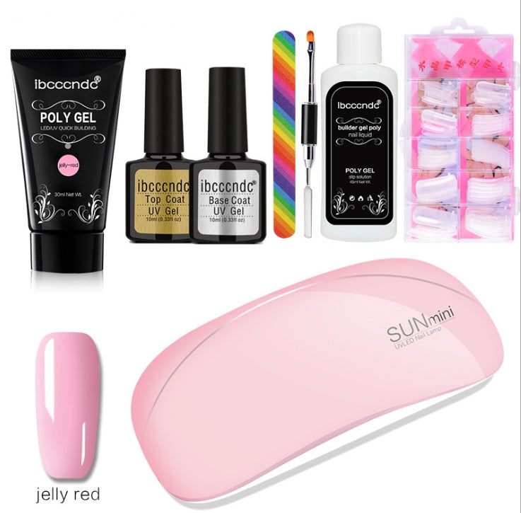 Extensión rápida e indolora del pegamento de cristal + caja de 100 piezas con cristal de uñas escalado