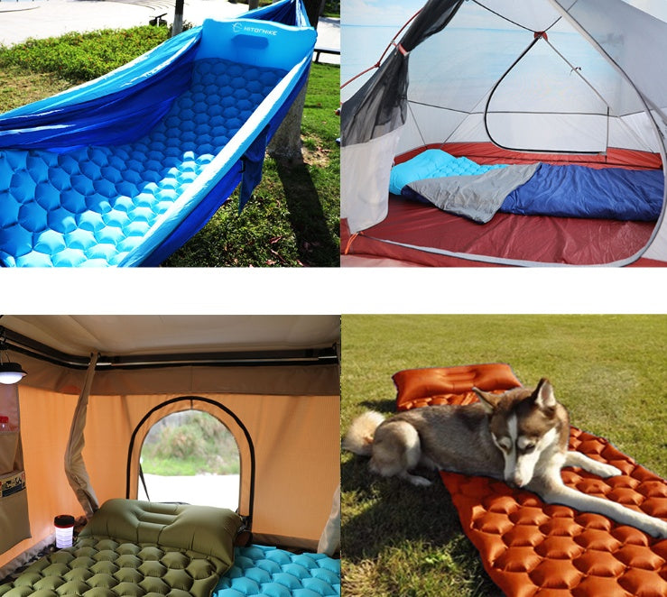 Colchoneta inflable de nido de abeja para acampar al aire libre