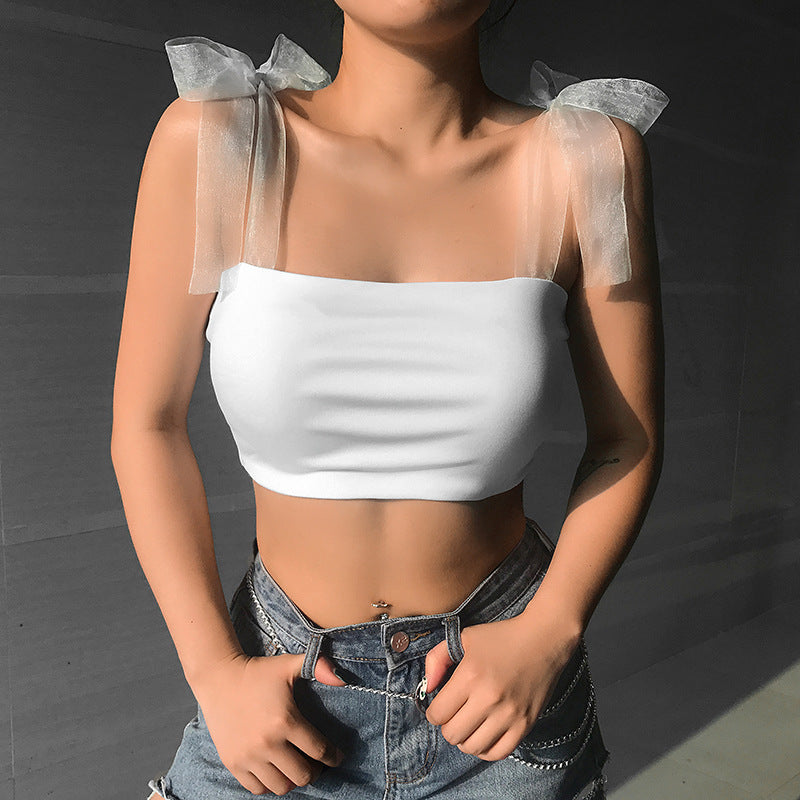 Camiseta sin mangas con cinta transparente