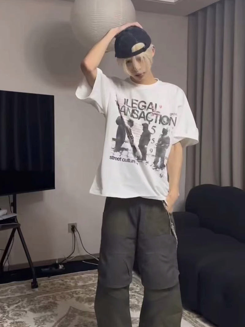 Pure Cotton Washed Old Short Wide BoxyT Shirt