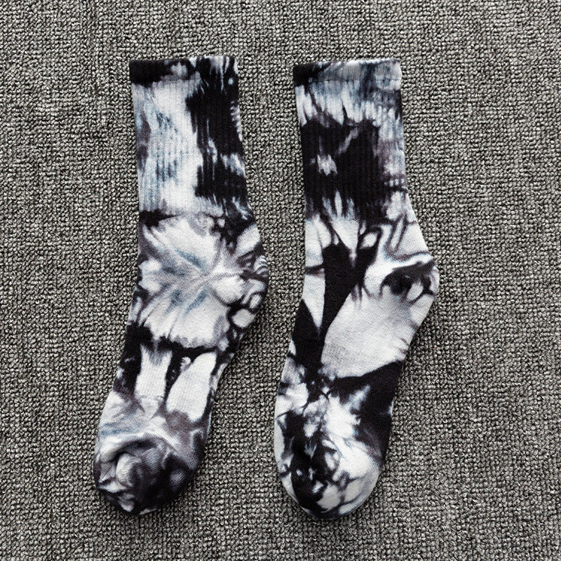 Tie Dyed Stockings Men's Medium Tube Pure Cotton Thickened
