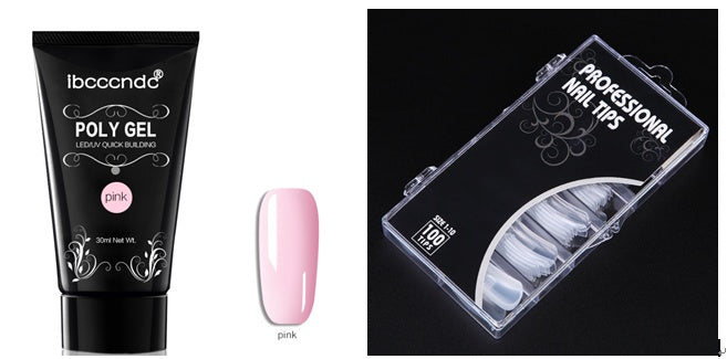 Extensión rápida e indolora del pegamento de cristal + caja de 100 piezas con cristal de uñas escalado