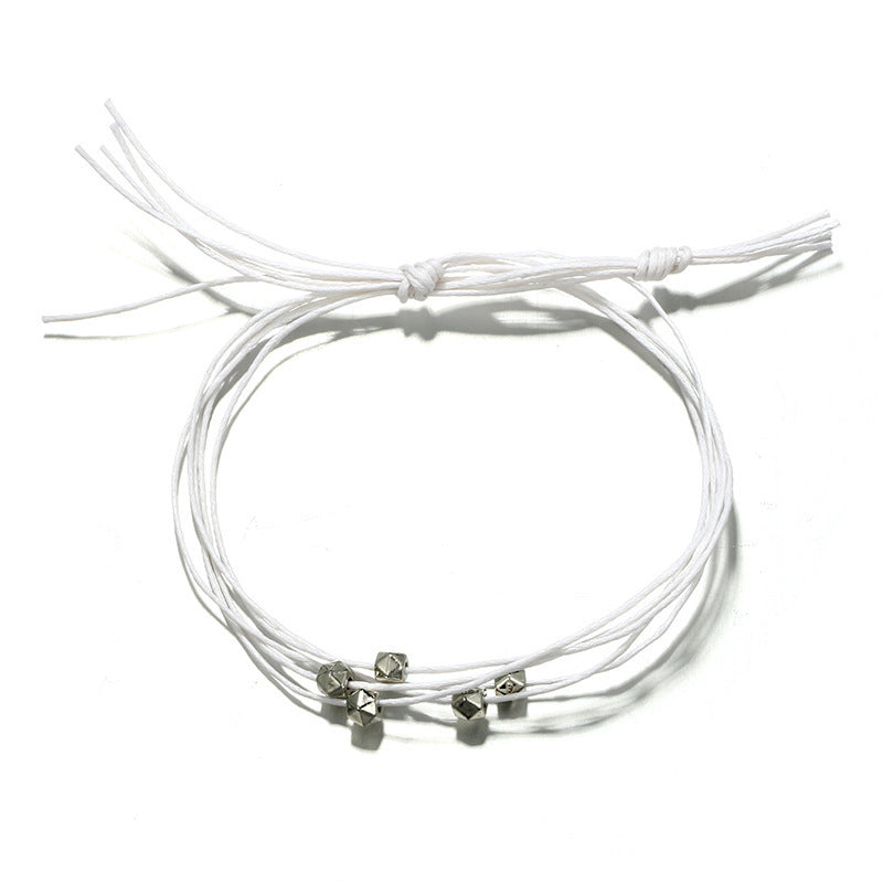 New Boho Wax Thread Beaded Hemp Rope Bracelet Set Of Three