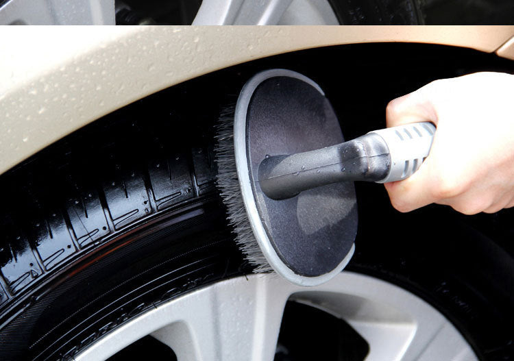 Car Wash Tire Brush With Soft Handle Steel Rim Wheel Hub Brush For Automobile