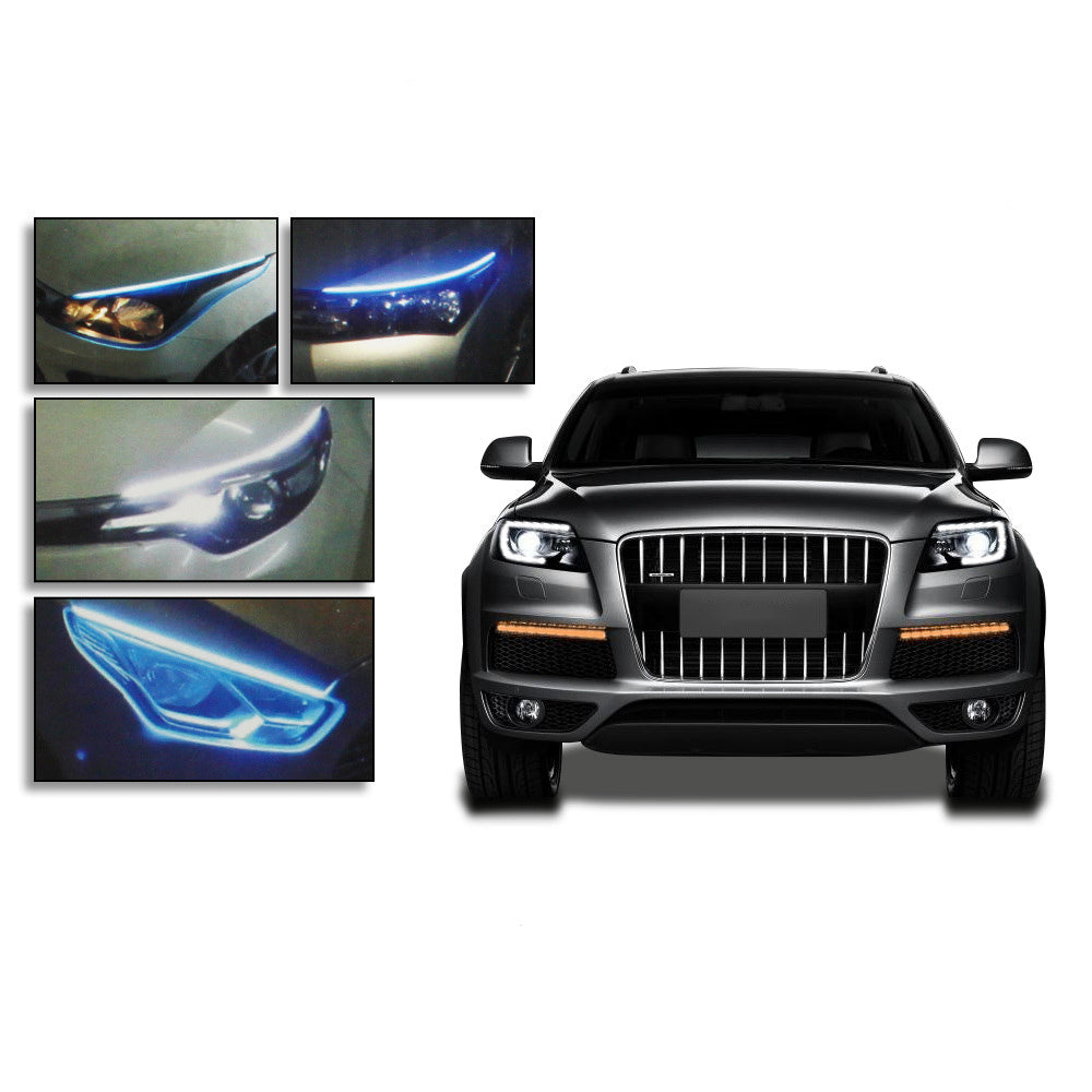 2 piezas Led DRL luces de circulación diurna para coche Flexible impermeable Auto señal de giro amarillo freno lateral faros luz coche accesorios