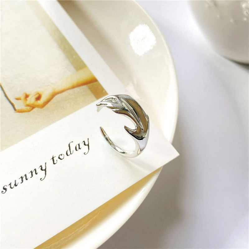 Estilo japonés y coreano anillo Irregular pluma anillo abierto pulsera