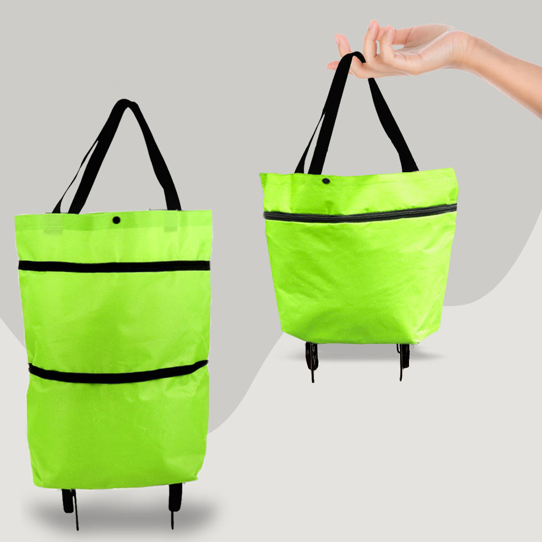 2 en 1 carrito de compras plegable con ruedas tela Oxford Premium multifunción bolsa organizador de alta capacidad