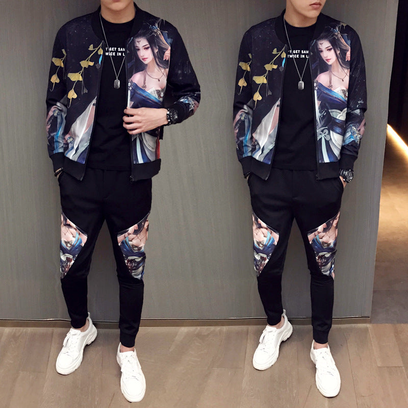 2021 nuevos pantalones de chaqueta chándal de Moda Hombre conjunto de estampado de Moda para Hombre traje deportivo de primavera para hombres conjuntos de 2 piezas más tamaño 5XL