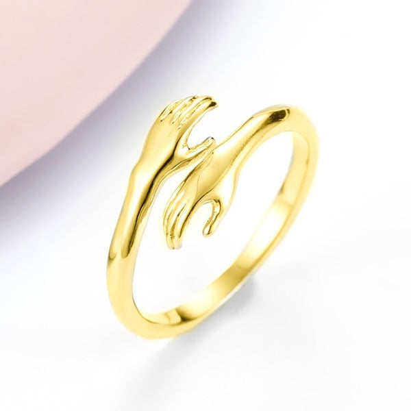 Aleación Simple manos abrazo anillo apertura ajustable joyería