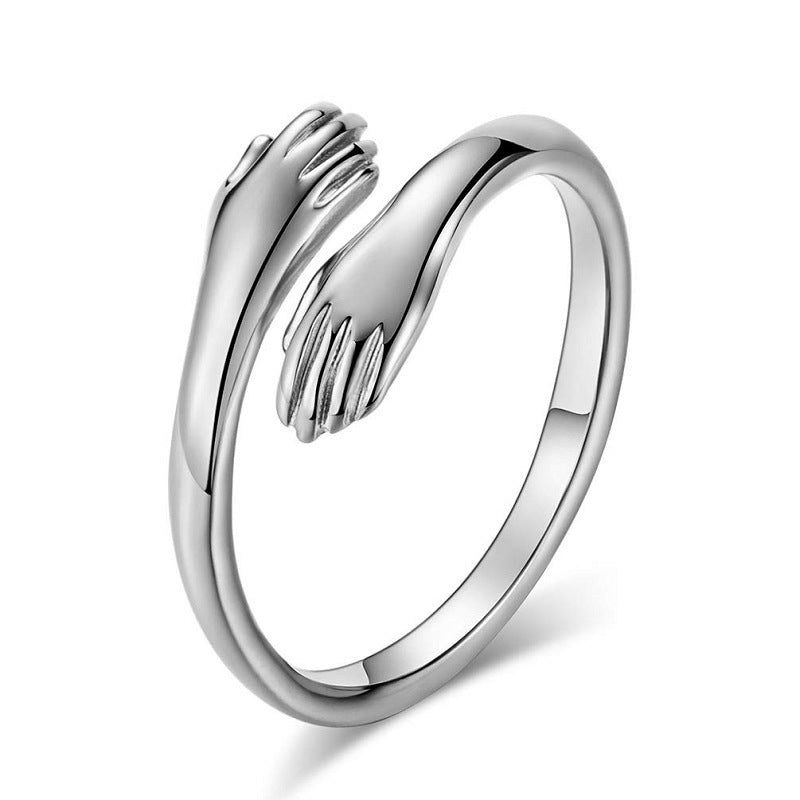 Aleación Simple manos abrazo anillo apertura ajustable joyería
