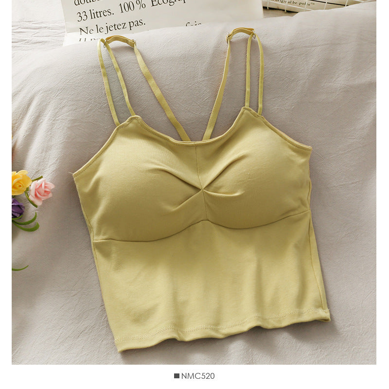 Pure Color Vest Women'S New Slim And Versatile Beautiful Back Outer Wear Camisole
