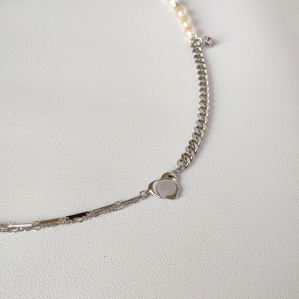 Cadena de clavícula femenina de agua dulce deslumbrante collar