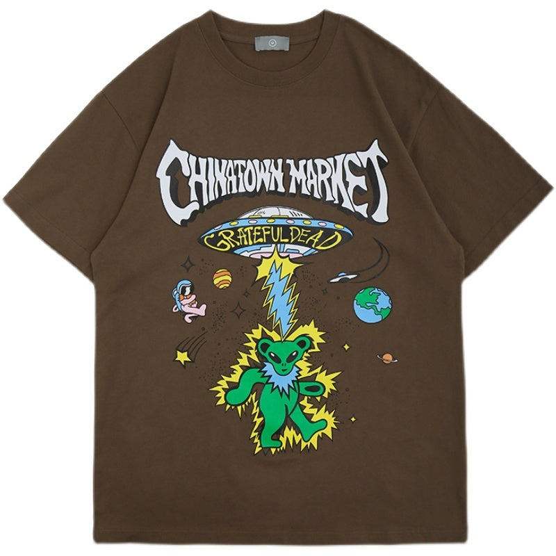 Star Man Cartoon Print Short Sleeve