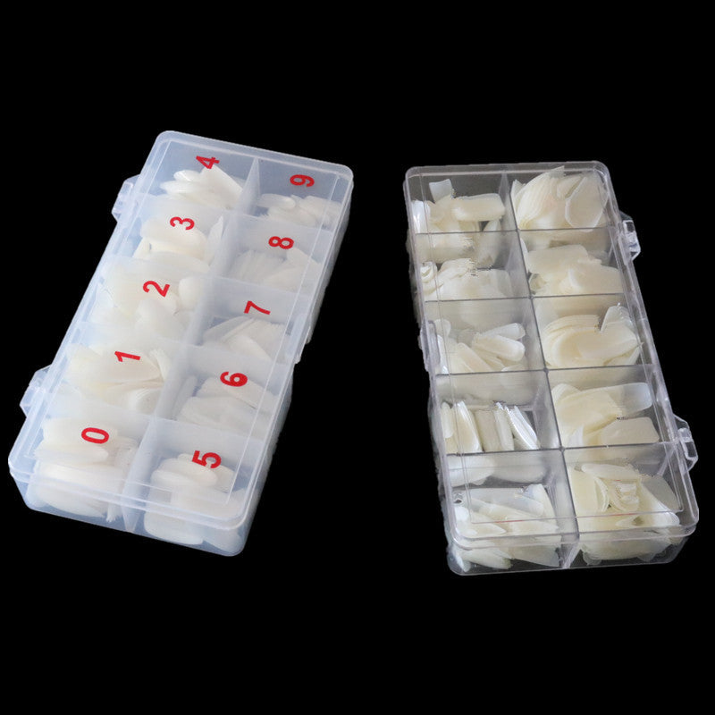 Arte de uñas 500 piezas caja armadura transparente completamente pegado medio pegado piezas falsas uñas transparente francés Natural