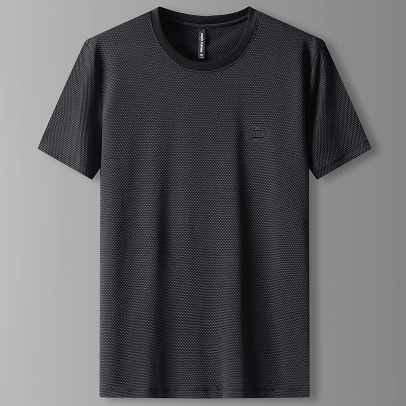 Fat Ice Silk T-shirt Men's Short-sleeved Slippery Fat Man Extra Large Simple