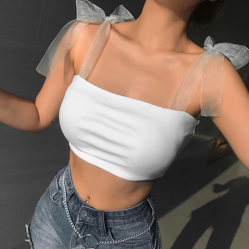 Camiseta sin mangas con cinta transparente