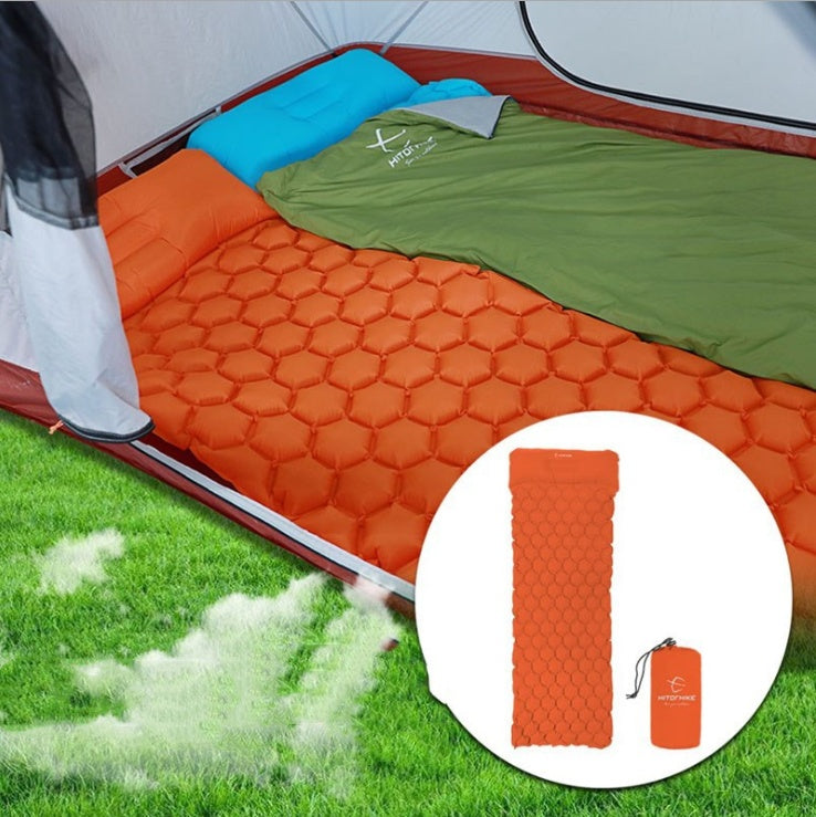 Colchoneta inflable de nido de abeja para acampar al aire libre