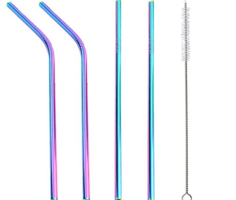 Pajillas de acero inoxidable reutilizables coloridas