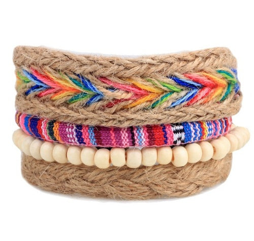 Pulsera de cuero para hombre pulsera de cuentas multicapa Punk Wrap pulseras para mujer Vintage punk hombres joyería