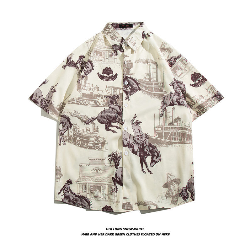 Fashionable Hawaiian Ice Silk Inch Shirt Man