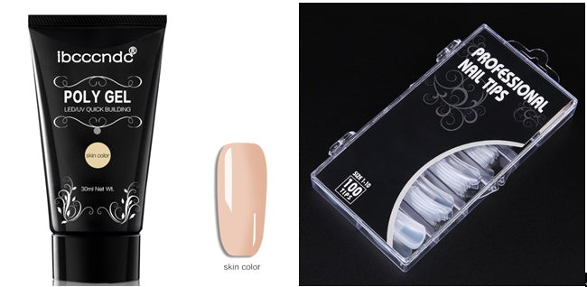 Extensión rápida e indolora del pegamento de cristal + caja de 100 piezas con cristal de uñas escalado