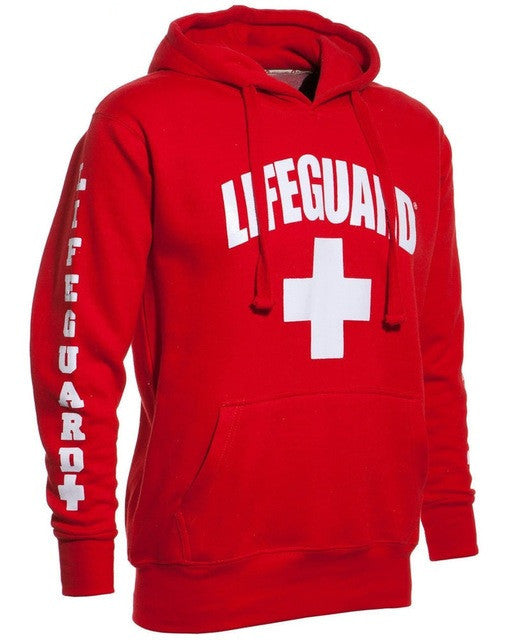 Side Print Lifeguard Man Hoodie Sweatshirt Red Life Guard