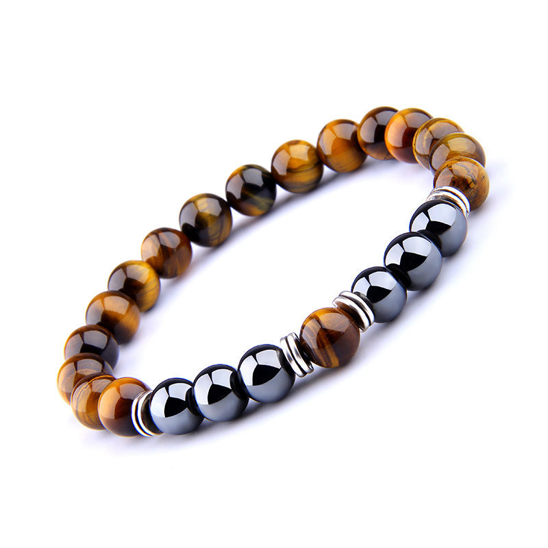 Estilo explosión amarillo Ojo de Tigre pulsera moda Simple obsidiana aleación separador pulsera elástica
