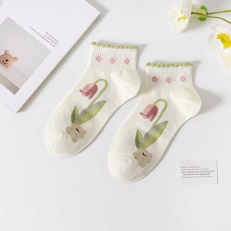 Women's Fashion Casual Combed Cotton Short Tube Socks