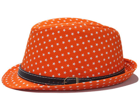 Star Print Hip Hop Belt Buckle Fedora Hat