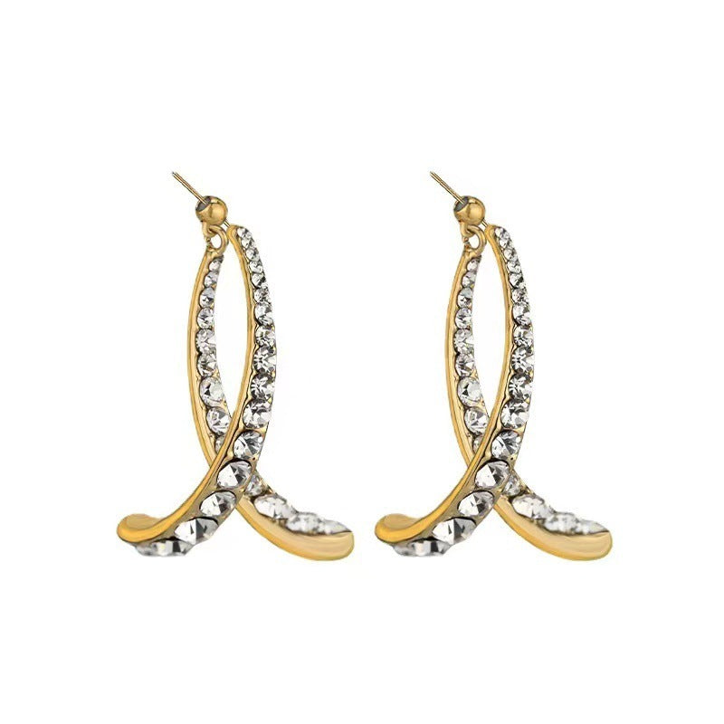 Simple Personality Cross Diamond Earrings