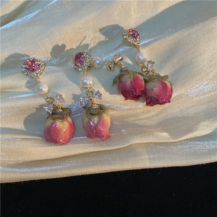 Women's Retro Natural Immortal Flower Earrings Niche Design