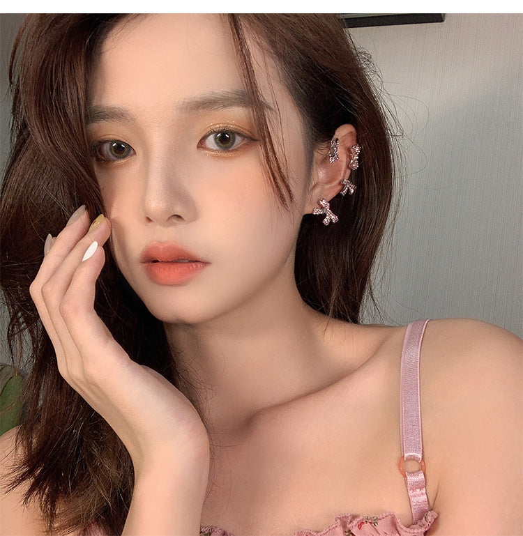 Diamond-studded Bow Earrings Summer Trendy Ear Clips