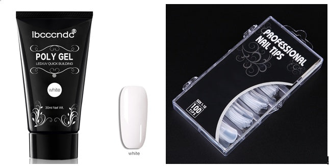 Extensión rápida e indolora del pegamento de cristal + caja de 100 piezas con cristal de uñas escalado