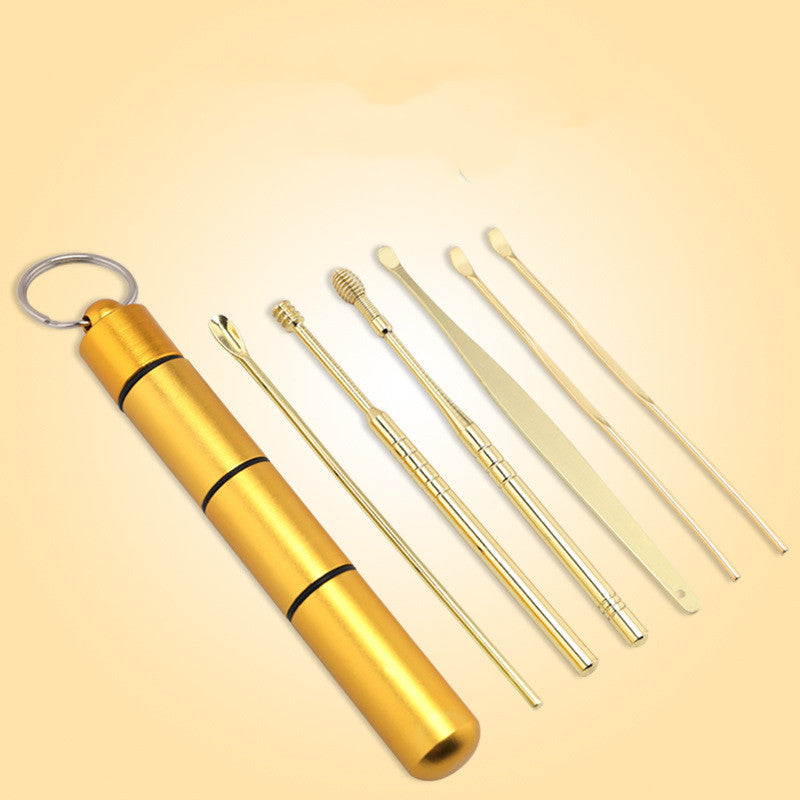Stainless Steel Household Portable Ear Pick 6-piece Set