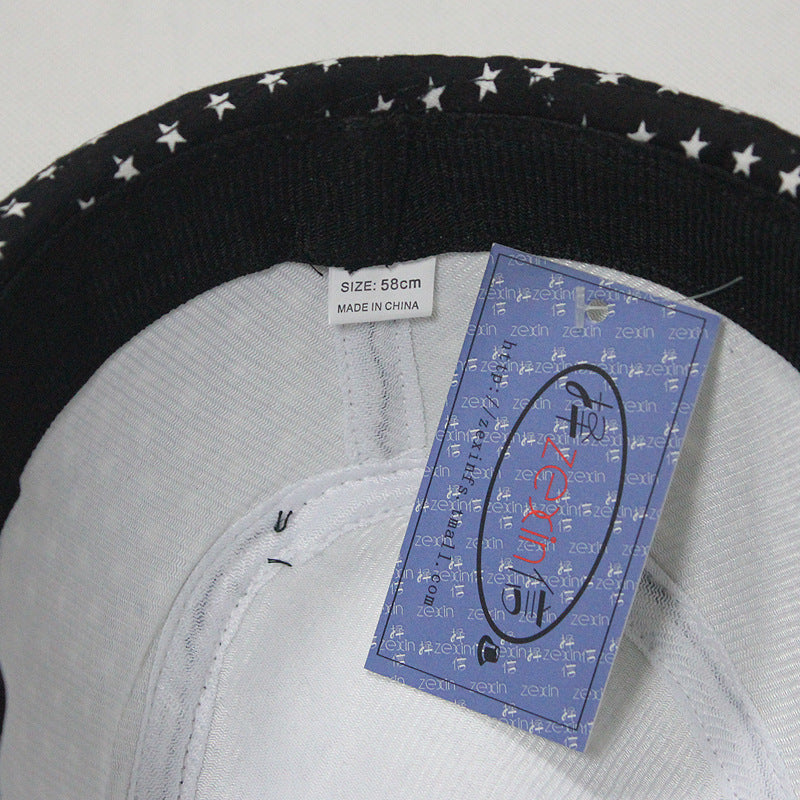Star Print Hip Hop Belt Buckle Fedora Hat