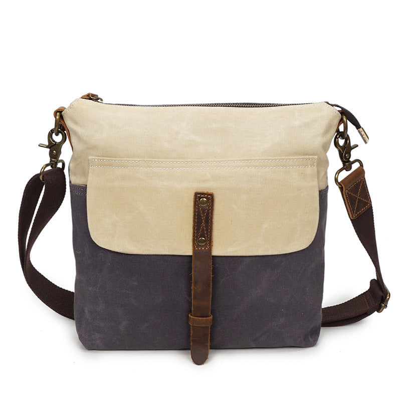 The source point man wax canvas bag bag retro canvas with leather satchel boy waterproof cloth