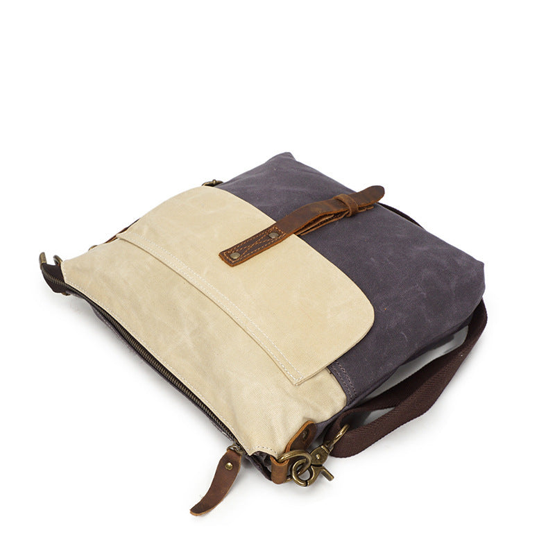 The source point man wax canvas bag bag retro canvas with leather satchel boy waterproof cloth