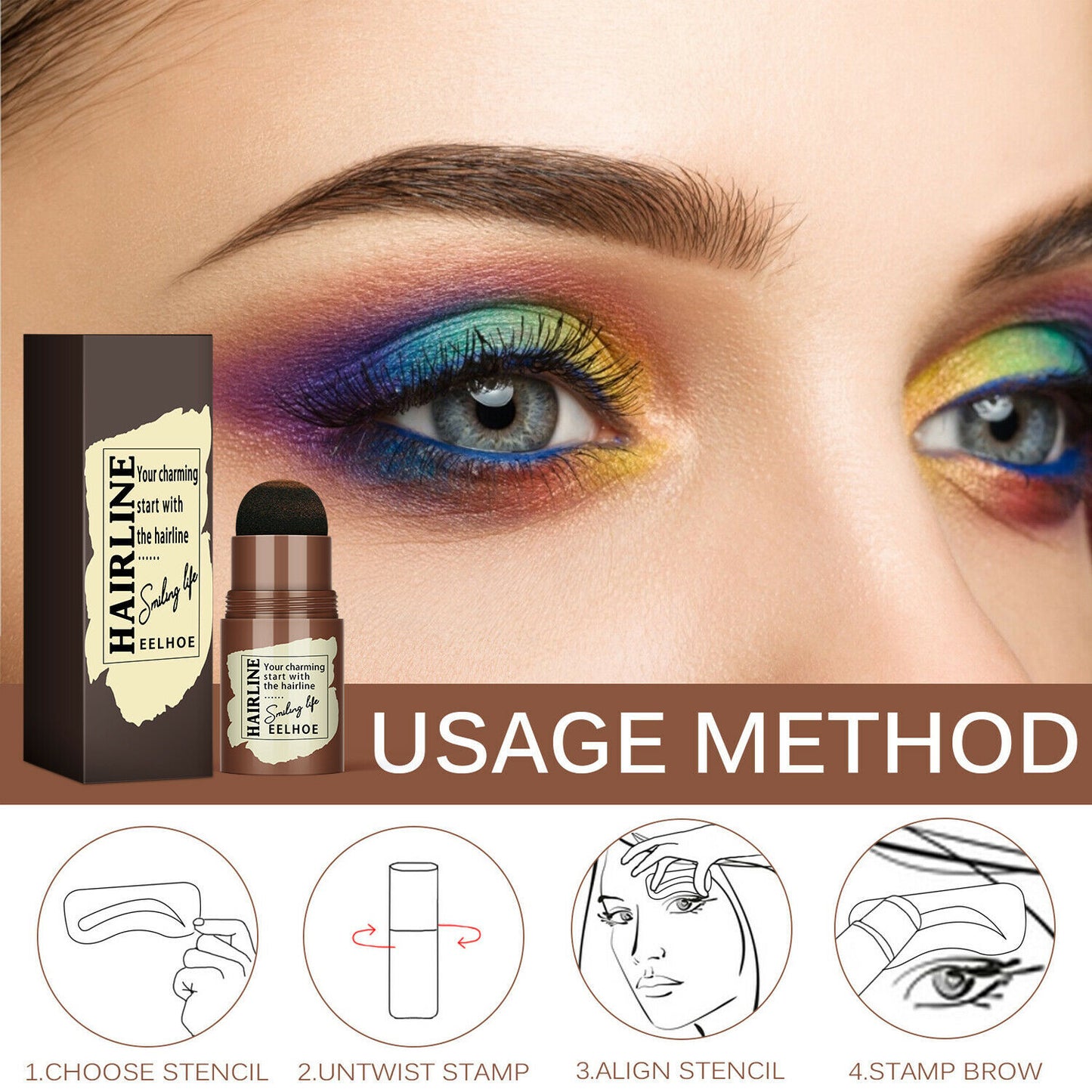 Kit formador de sellos de cejas perfecto, plantillas de cejas impermeables con forma de palo largo, sello de contorno Natural duradero para cejas, Kit de maquillaje