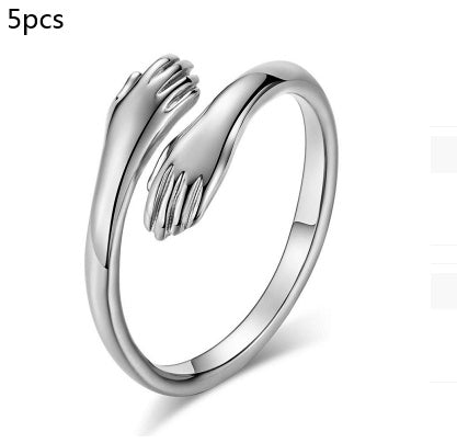 Aleación Simple manos abrazo anillo apertura ajustable joyería