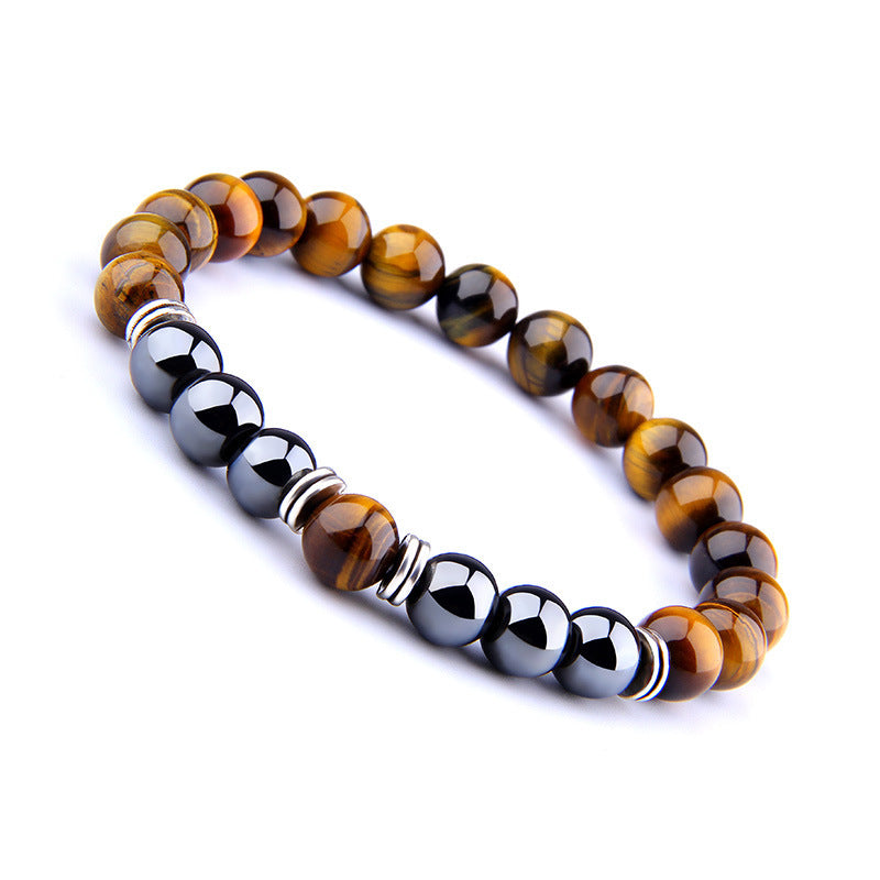 Estilo explosión amarillo Ojo de Tigre pulsera moda Simple obsidiana aleación separador pulsera elástica